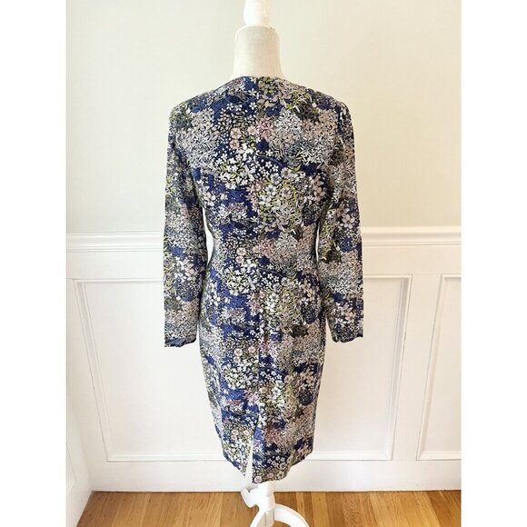 Hobbs Merida Floral Silk Blend Dress 8 Navy EUC - Picture 9 of 12